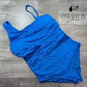 Aqua Eve Plus Size One Shoulder Mesh Cutout One Piece Swimsuit Size 16W